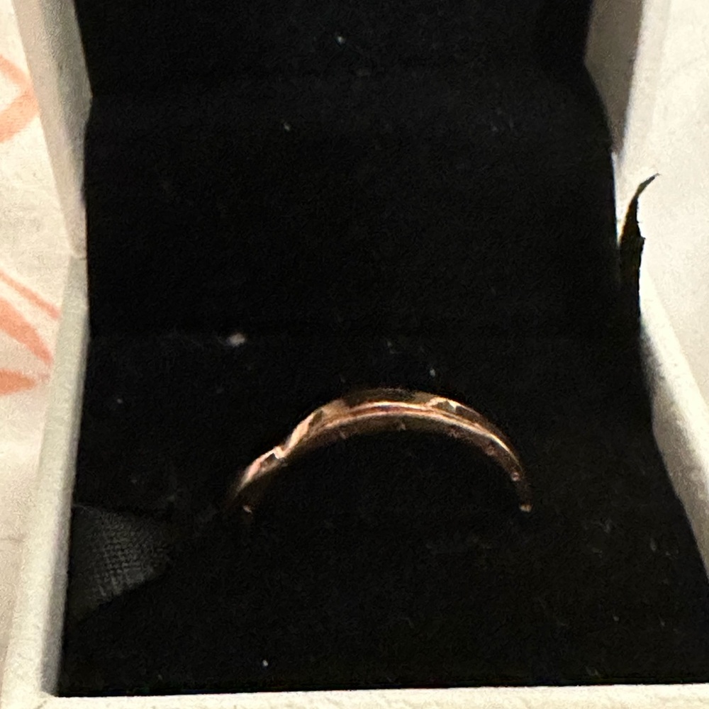 582 – Pandora heart shaped ring in a rose gold ￼
